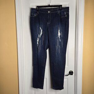 Ashley Stewart Distressed Embellished with Chains Jeans Plus Size 20